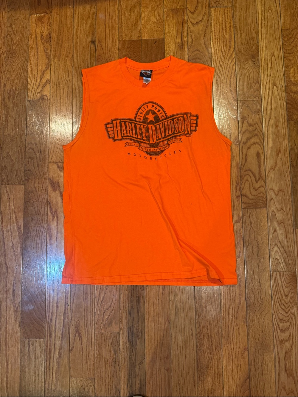Harley Davidson Whiskey Row Prescott Arizona Orange Sleeveless Shirt 2XL